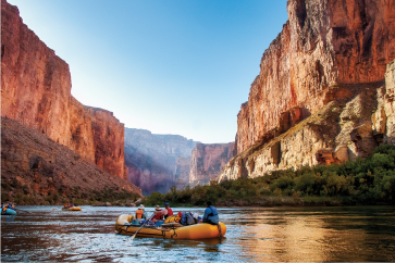 People rafting on a river